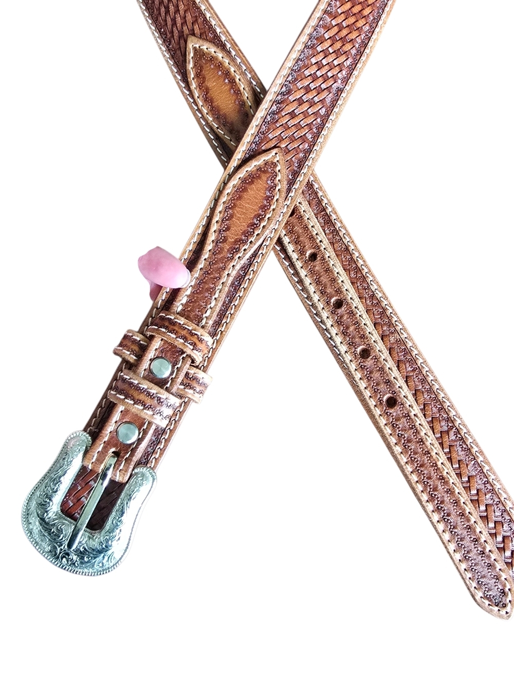 Myra Hand Tooled Tan Genuine Leather Belt